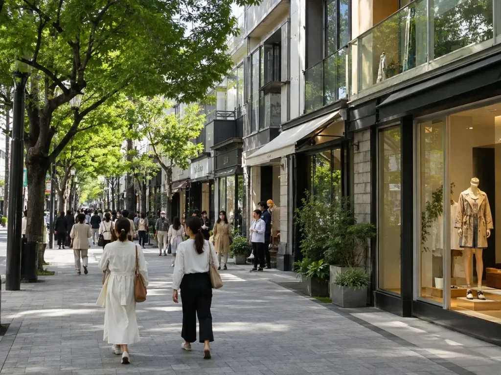 仙台一番町綠蔭步道兩側有服飾店、選物店與咖啡館