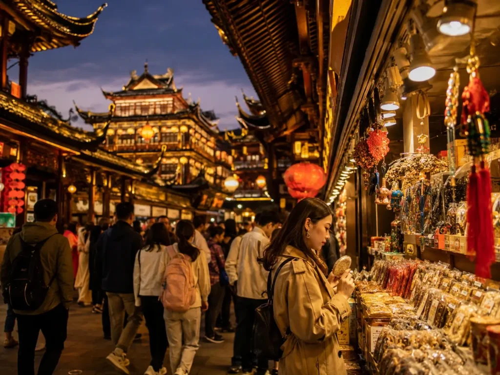 上海豫園夜間商圈傳統建築